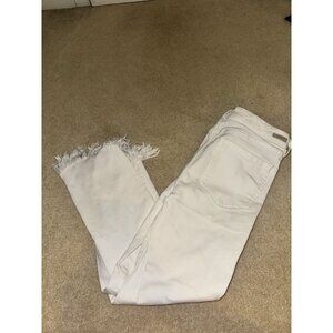 Liverpool Women’s Cropped White Jeans With Fringe Hem Size 10